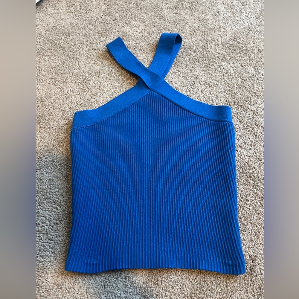House Of Harlow 1960 Royal Blue Ribbed Knit Top Shirt Size Medium - Picture 1 of 6